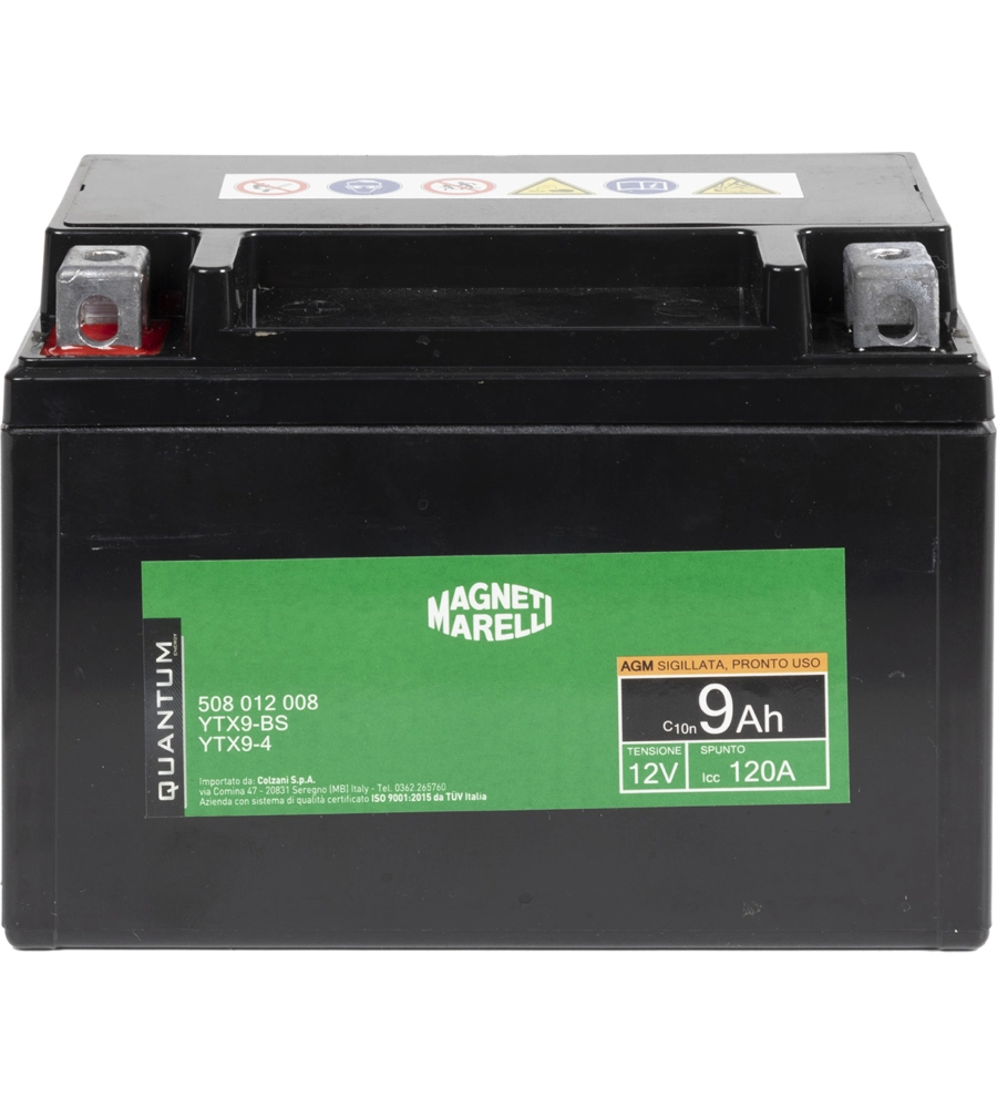 MAGNETI MARELLI BATTERIA MOTO E SCOOTER 9AH 12V 120A TECNOLOGIA AGM SIGILLATA POLO POSITIVO SINISTRO